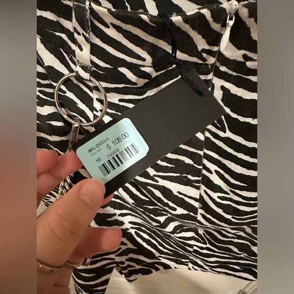 NWT LF Zebra Print Denim Mini Skirt - Picture 3 of 3